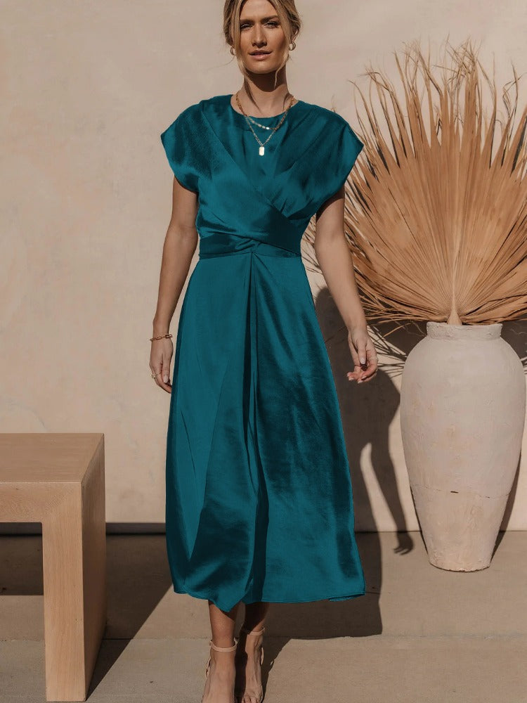 Eveline - Elegante Satijnen Wikkel Midi Jurk voor dames