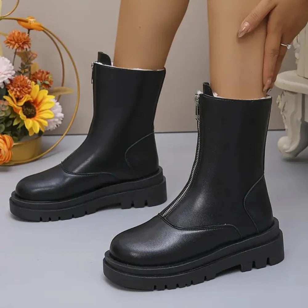 Zwarte winter laarzen met rits