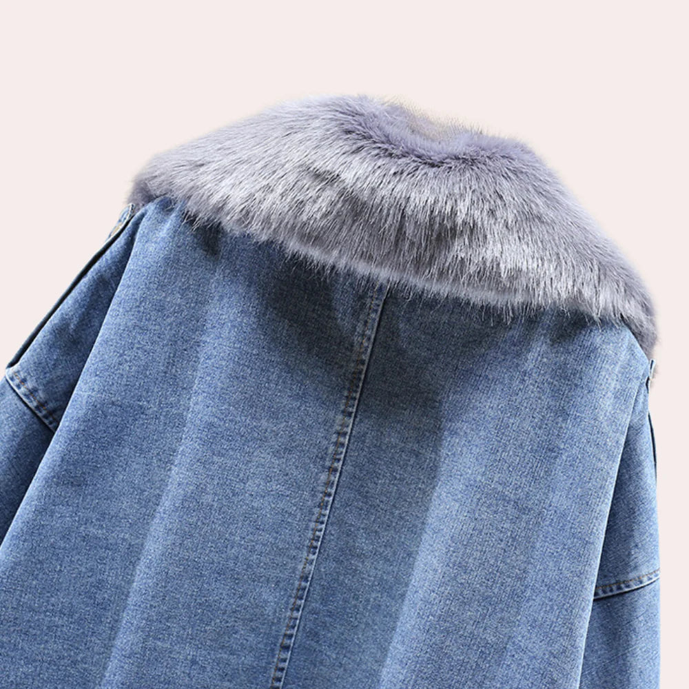 Denim Luxe | Dames Winterjas met Faux Fur en Moderne Pasvorm
