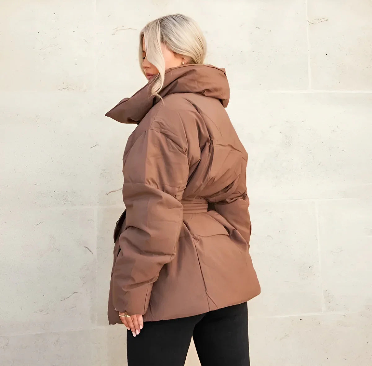 Viral winterjas dames | Gewatteerde parka met ceintuur en moderne kraag