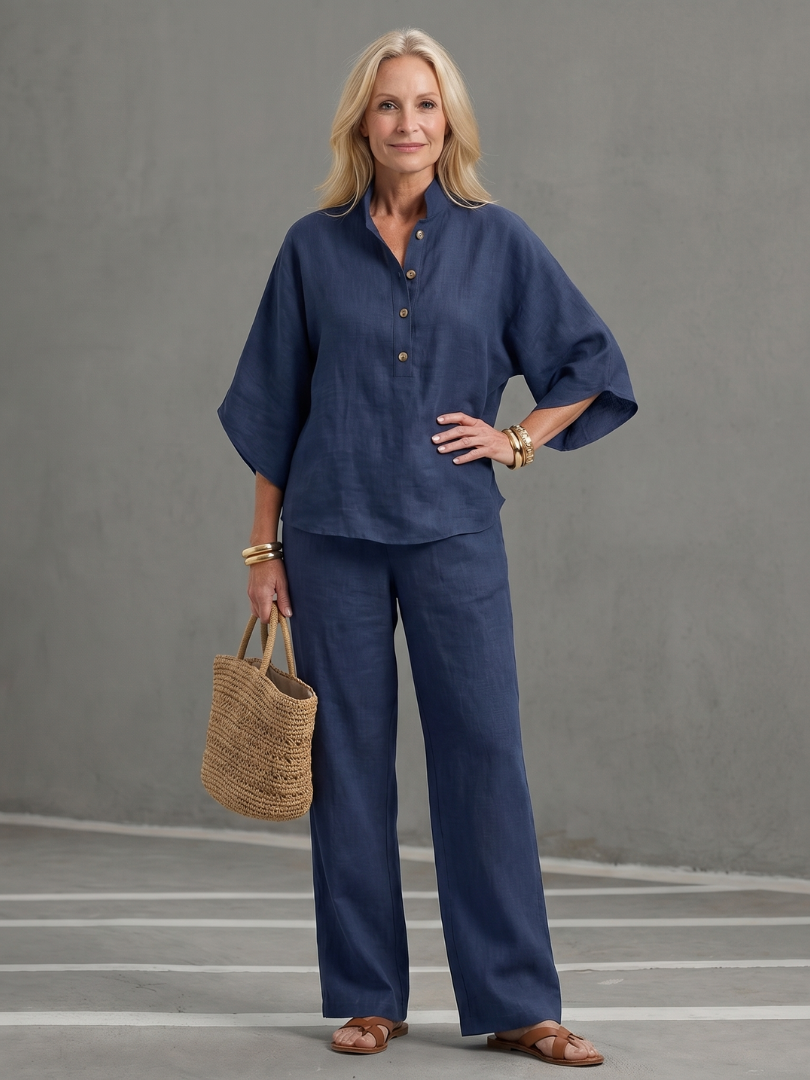 Dames Getailleerde Set – Geschikt voor Casual en Dagelijks Gebruik, Met Knopen, Ideaal voor Lente en Zomer