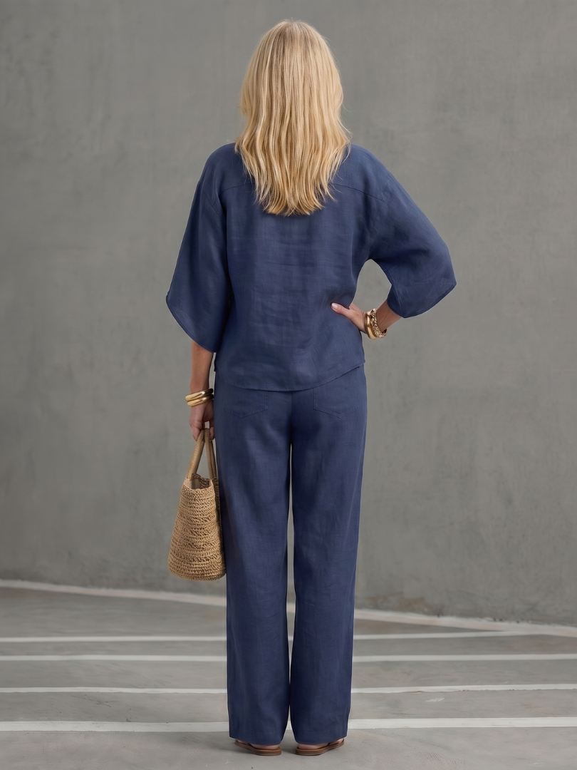 Dames Getailleerde Set – Geschikt voor Casual en Dagelijks Gebruik, Met Knopen, Ideaal voor Lente en Zomer