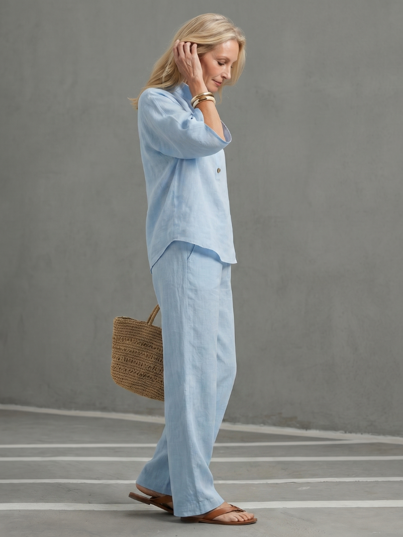 Dames Getailleerde Set – Geschikt voor Casual en Dagelijks Gebruik, Met Knopen, Ideaal voor Lente en Zomer