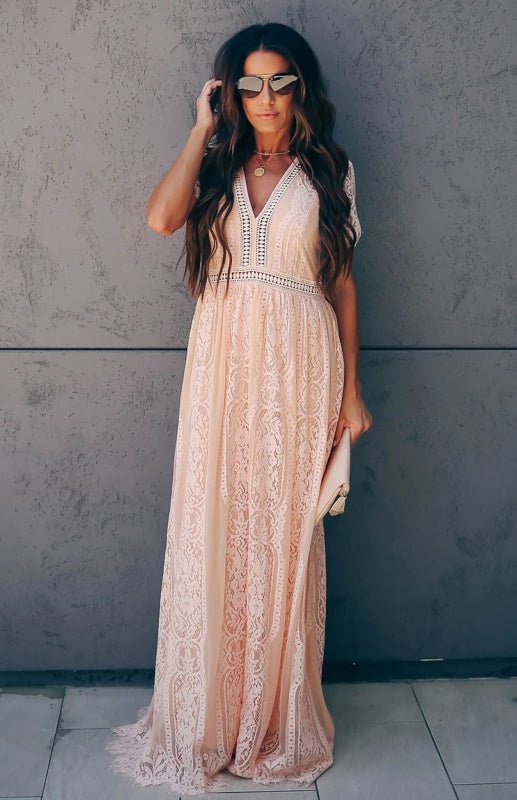 Marieke | Vrouwen Maxi Jurk met Kanten Detail – Elegant, Tijdloos en Chic
