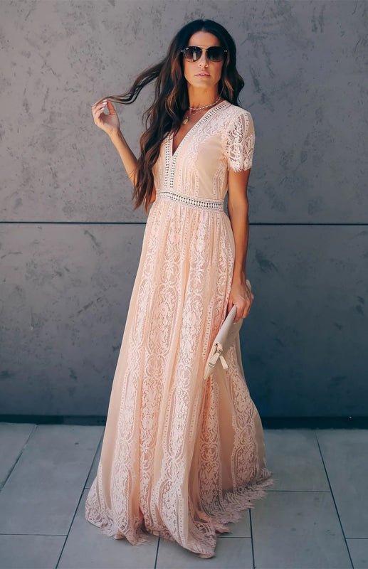 Marieke | Vrouwen Maxi Jurk met Kanten Detail – Elegant, Tijdloos en Chic