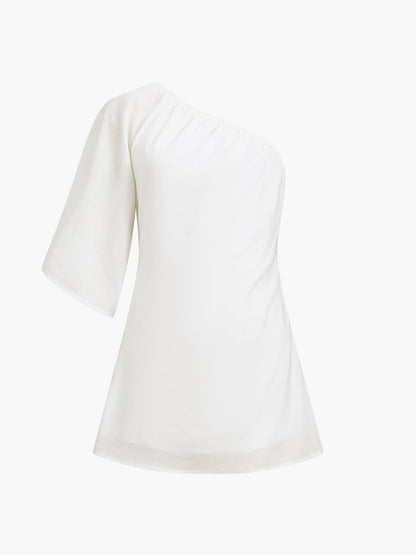 Zanna - Katoen Linnen One Sleeve Korte Jurk