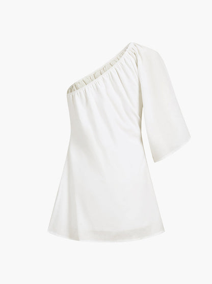 Zanna - Katoen Linnen One Sleeve Korte Jurk