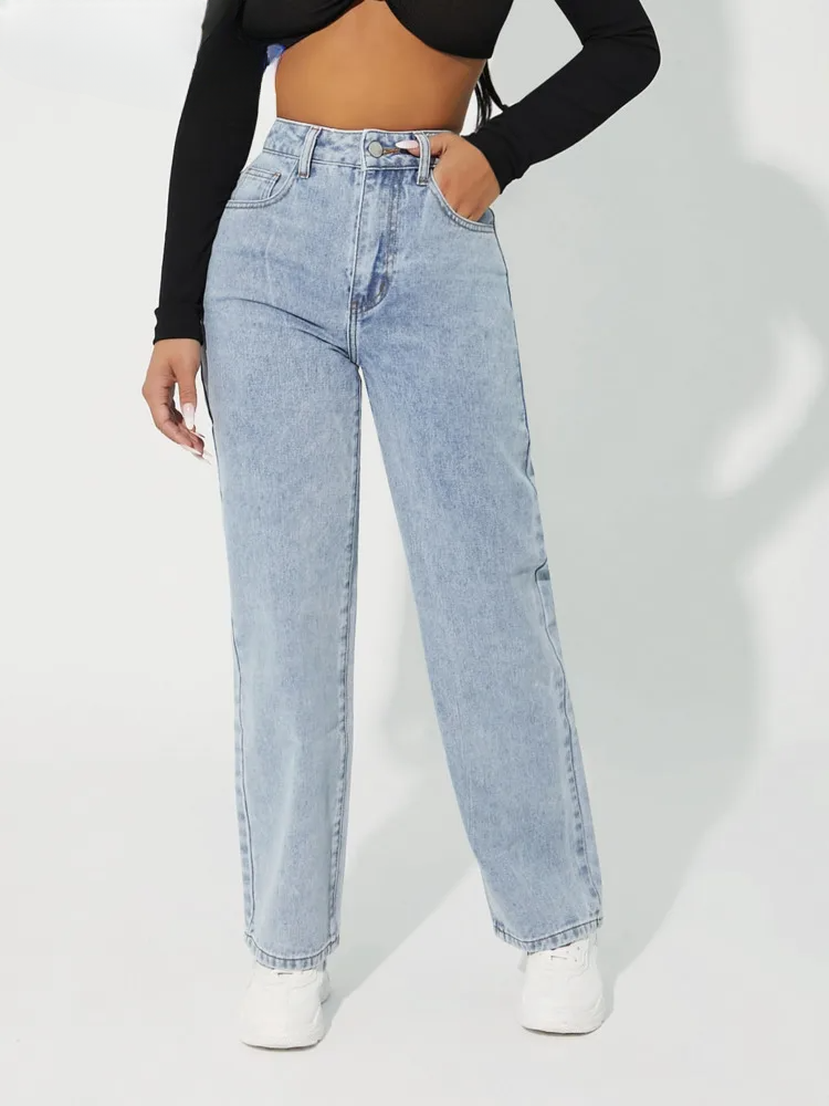 Zendaya - Stijlvolle Jeans Met Hoge Taille En Rechte Pijp
