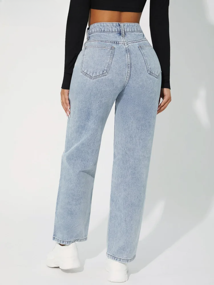 Zendaya - Stijlvolle Jeans Met Hoge Taille En Rechte Pijp