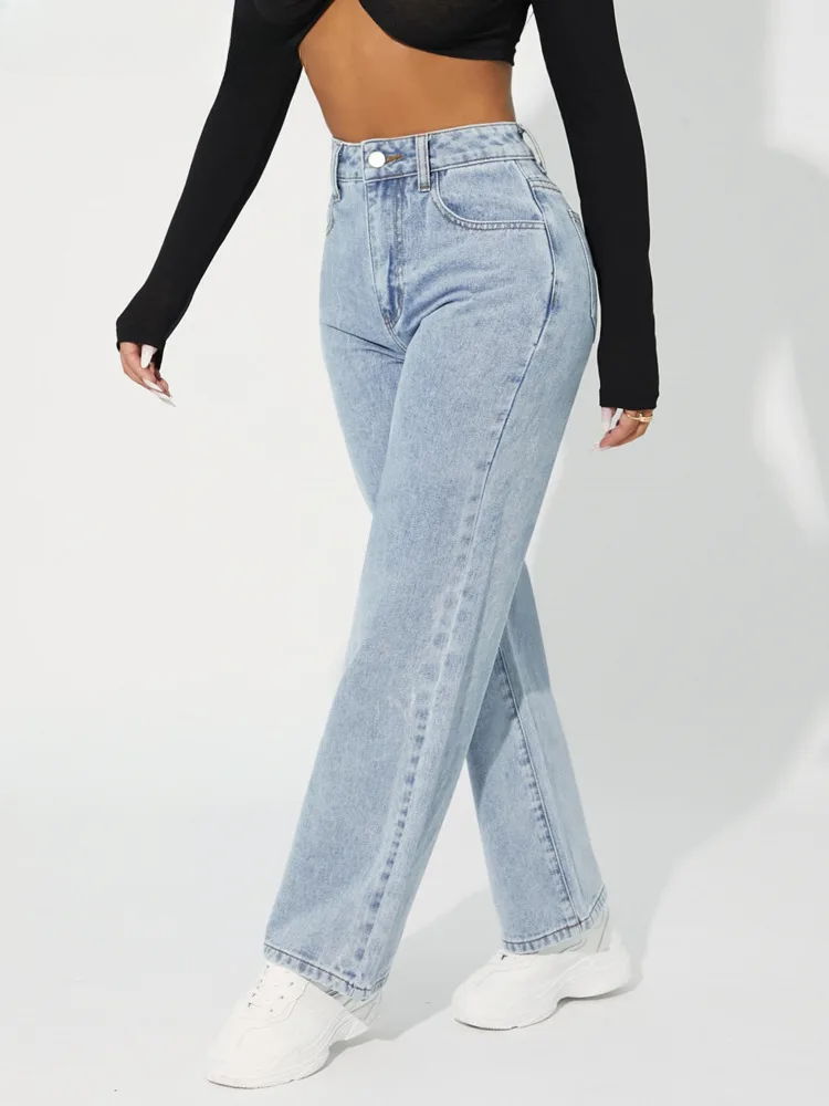 Zendaya - Stijlvolle Jeans Met Hoge Taille En Rechte Pijp