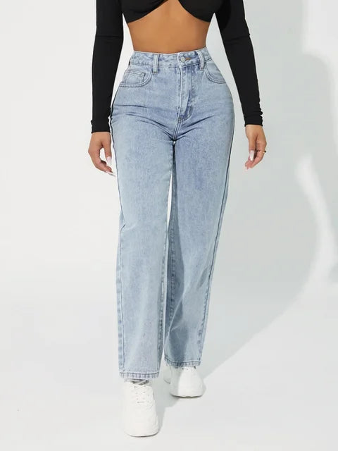 Zendaya - Stijlvolle Jeans Met Hoge Taille En Rechte Pijp