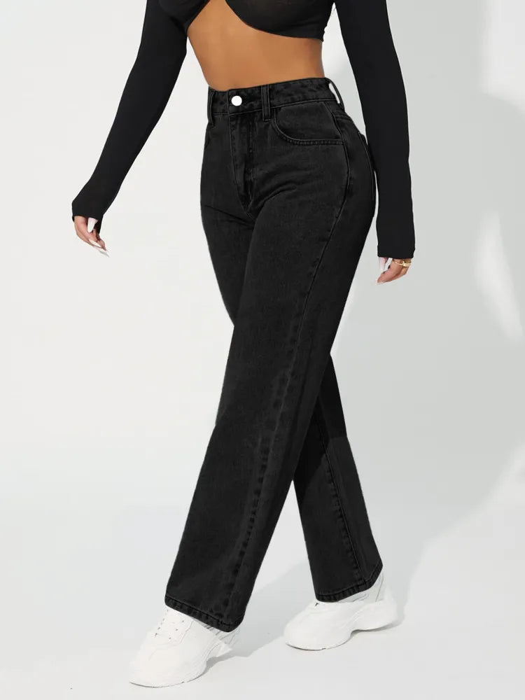 Zendaya - Stijlvolle Jeans Met Hoge Taille En Rechte Pijp