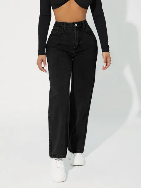 Zendaya - Stijlvolle Jeans Met Hoge Taille En Rechte Pijp