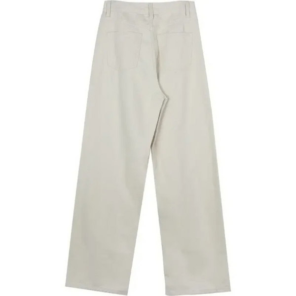 Zinnia flared broek dames | Casual beige lage taille broek met losse pasvorm