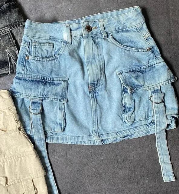 Jara | Dames Minirok – Denim A-lijn, Meerdere Zakken, Casual Streetstyle Look